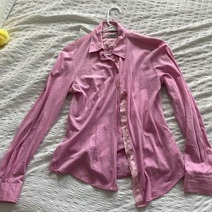 Pink Button-up Bicycle Pattern Blouse